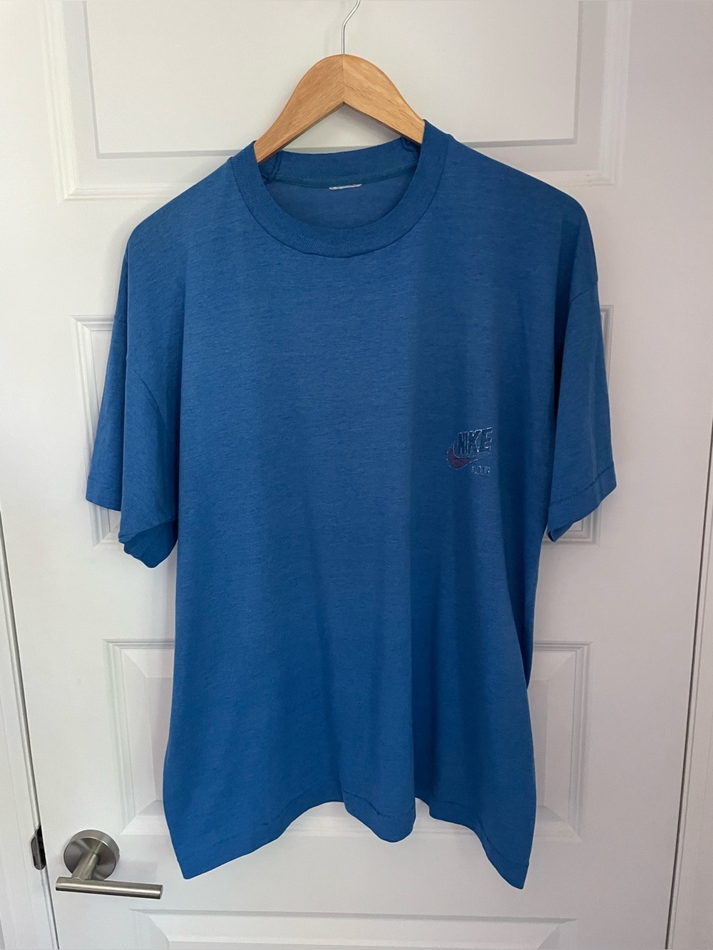 Vintage 80/90’s Nike Air Single Stitch Blue Shirt Boxy Spell Out Swoosh